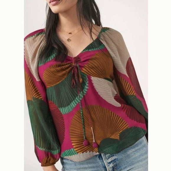 NWT Anthropologie Farm Rio Katalina Top Long Sleeves - Picture 3 of 8